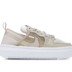 WOMEN'S NIKE COURT VISION ALTA TXT PLATFORM SNEAKERS color beige sz 8